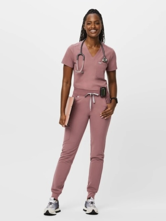 Figs Pants - FIGS Women’s Scrub Set Mauve Catarina Top Zamora Joggers Limited Edition Size S